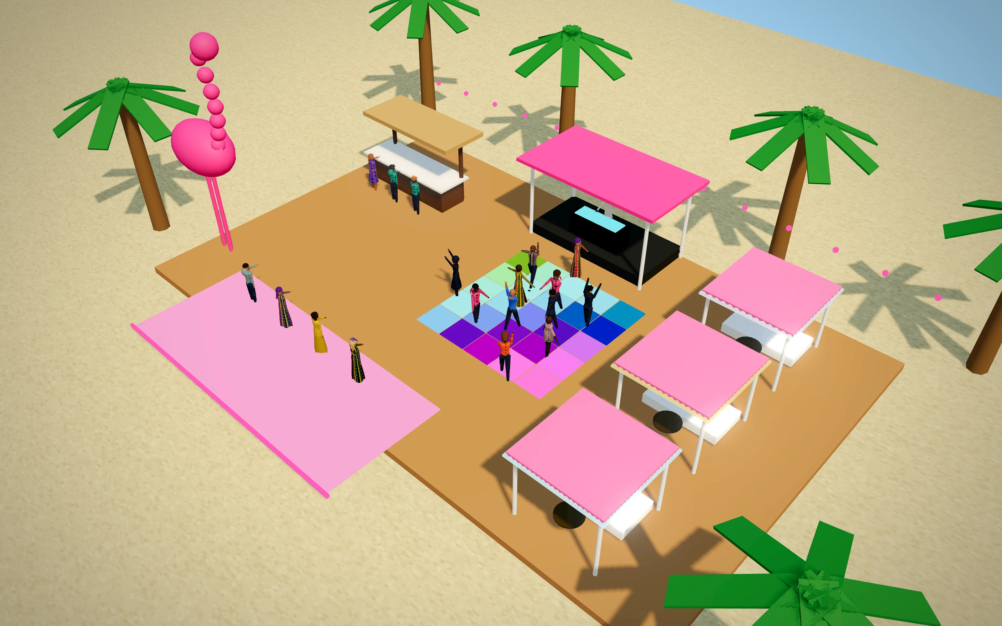 Pink Flamingo Beach Club in Accra Life with cabanas and a giant flamingo